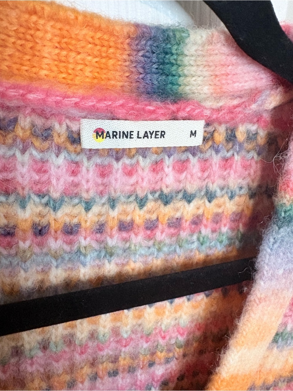 Marine Layer | Multicolor Striped Fuzzy Knit Cardigan | Medium - Picture 6 of 11